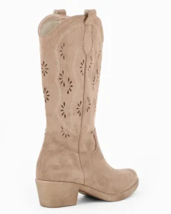 ZOE - Stivale texano khaki scamosciato con zip laterale, tacco 5CM