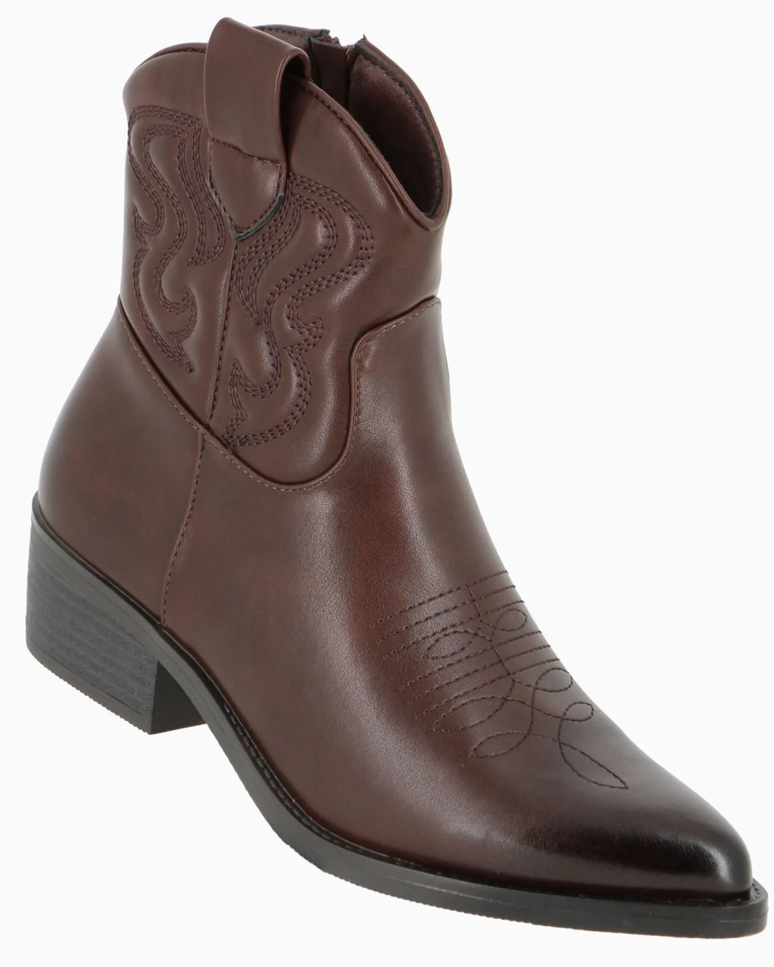 ZOE - Stivale texano marrone con zip laterale, tacco 4,5CM