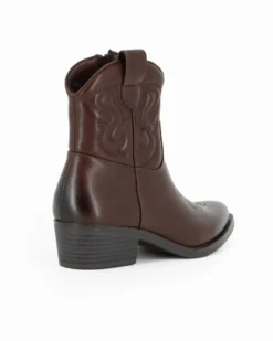 ZOE - Stivale texano marrone con zip laterale, tacco 4,5CM
