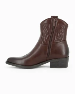 ZOE - Stivale texano marrone con zip laterale, tacco 4,5CM