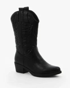 ZOE - Stivale texano nero con zip laterale, tacco 5CM
