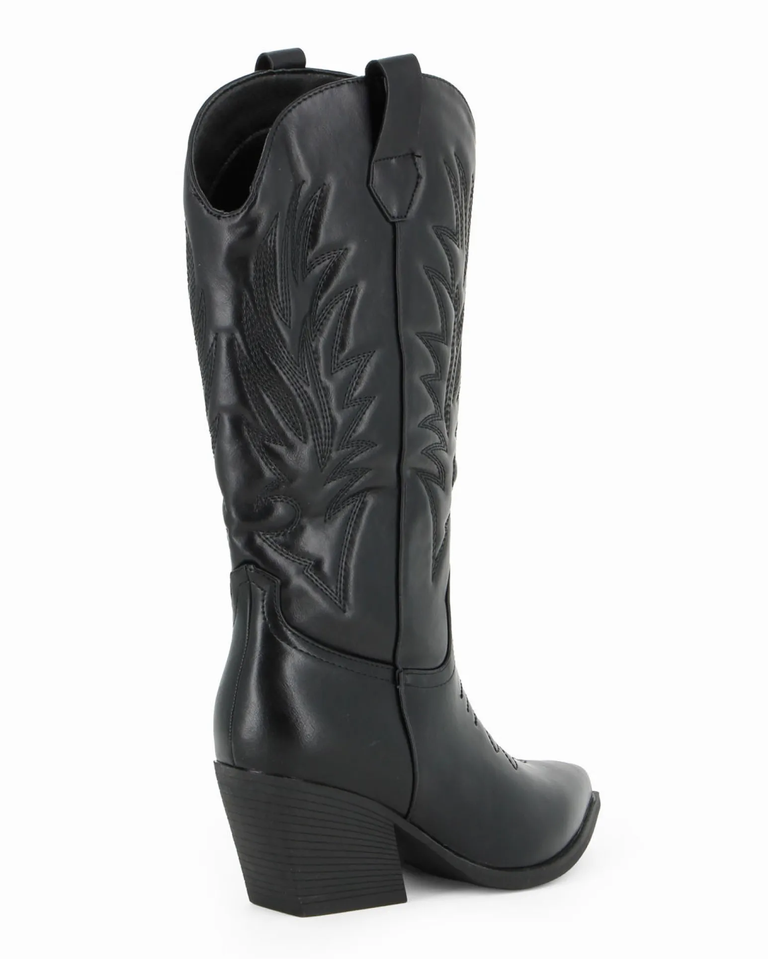 ZOE - Stivale texano nero con zip laterale, tacco 7CM
