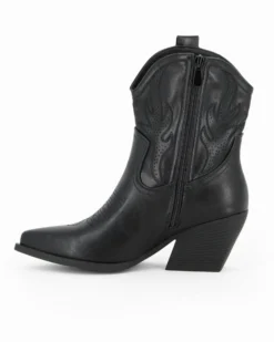 ZOE - Stivaletto texano nero con zip laterale, tacco 7CM