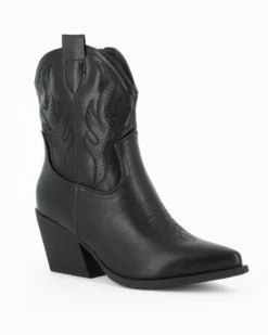 ZOE - Stivaletto texano nero con zip laterale, tacco 7CM