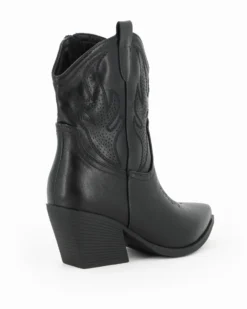 ZOE - Stivaletto texano nero con zip laterale, tacco 7CM