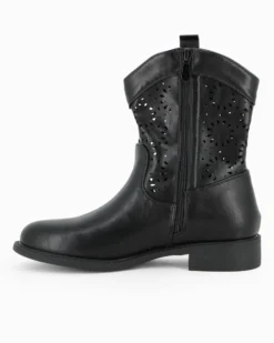 ZOE - Stivaletto traforato nero con zip laterale, tacco 3CM