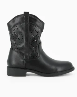 ZOE - Stivaletto traforato nero con zip laterale, tacco 3CM